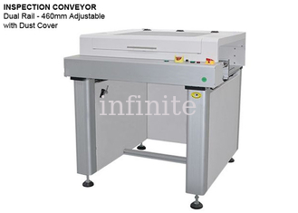 Transportador de inspección de PCB de 100 VA Control PLC Riel dual de gama alta con cubierta antipolvo
